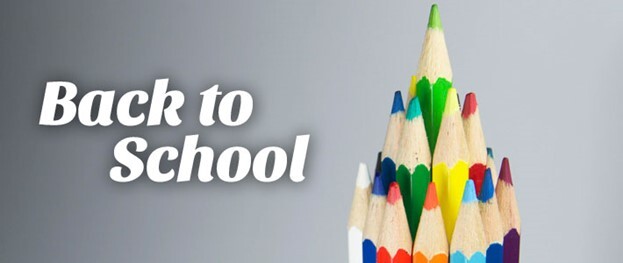 Pencils in a pyramid with the text, Back to School