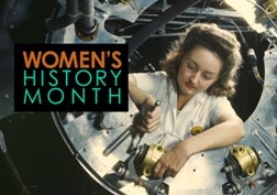 Womens History Month and a woman working on an airplane 2024.